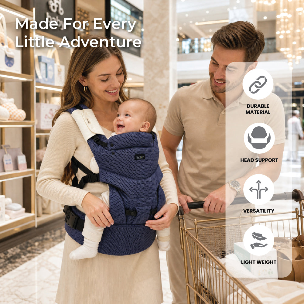 حمالة الأطفال الرضع Nurtur Willow Deluxe Mesh – قماش فاخر، مريحة ذات وجهين، أحزمة مبطنة قابلة للتعديل - أنثراسايت