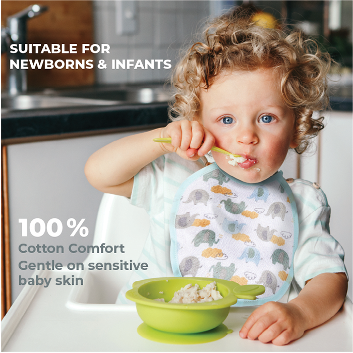 Nurtur Cotton bibs - Printed Character 5 Pack - Blue