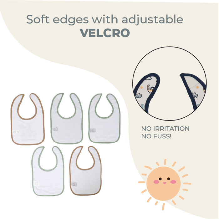 Nurtur 5 pack milk feeding bibs - Terry Cotton - Multi/Unisex