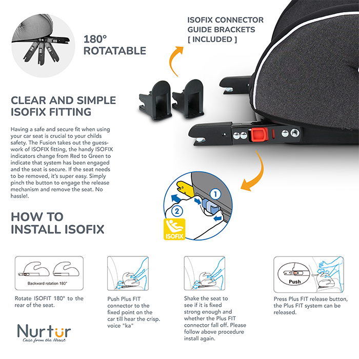 Nurtur Enzo Kids Booster Car Seat - Arm Rest Seat, Blow up Narrow Backless Booster Car Seat for Travel, Suitable from 4 years to 12 years (Group 2/3) - Blue