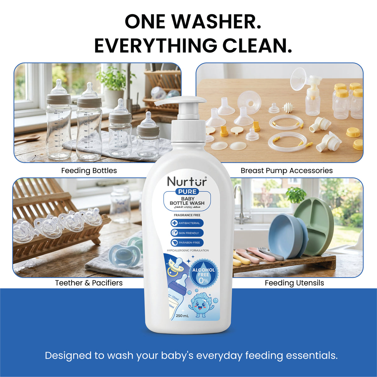 Baby Bottle Cleanser 250ml | Alcohol Free & Paraben-Free | Baby Safe