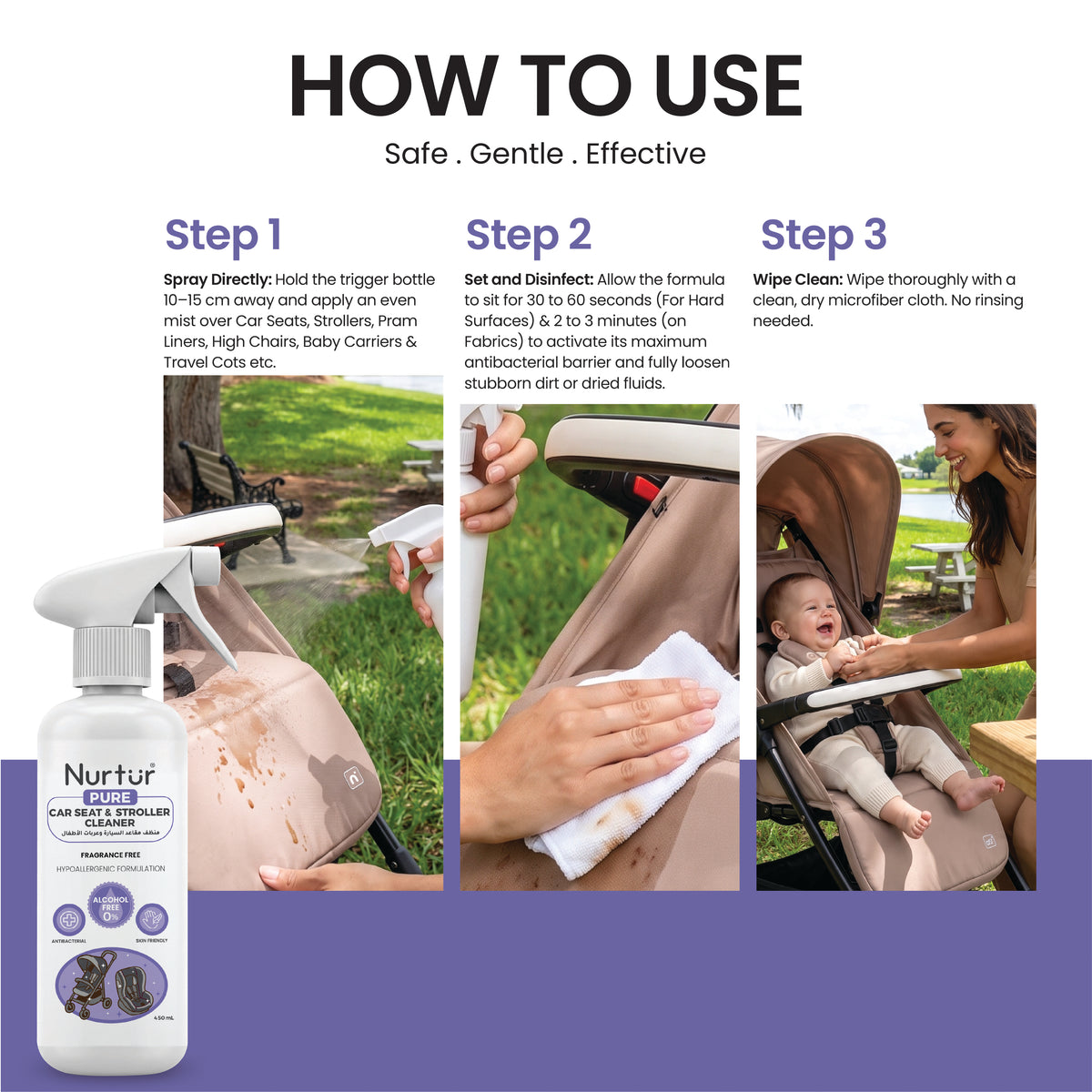 Car Seat & Stroller Cleaner 450ml | Alcohol Free & Paraben-Free | Baby Safe