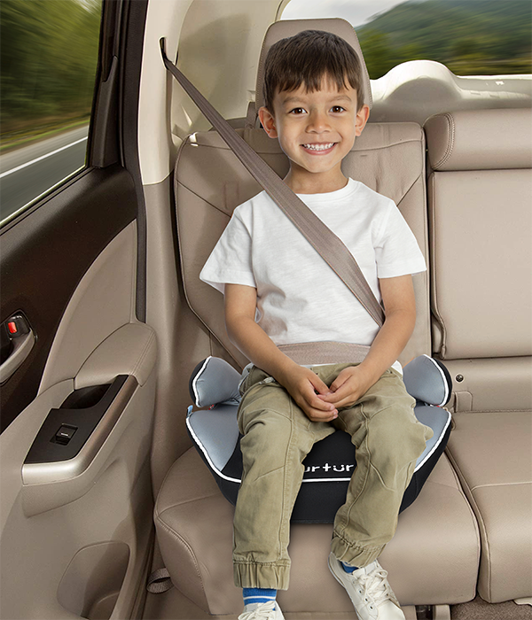 Nurtur Nova Kids Booster Seat - Arm Rest - Easy to Install - Universally Fit – Wide Cushioned Base - Suitable from 4 years to 12 years (Group 2/3) - Grey Multi