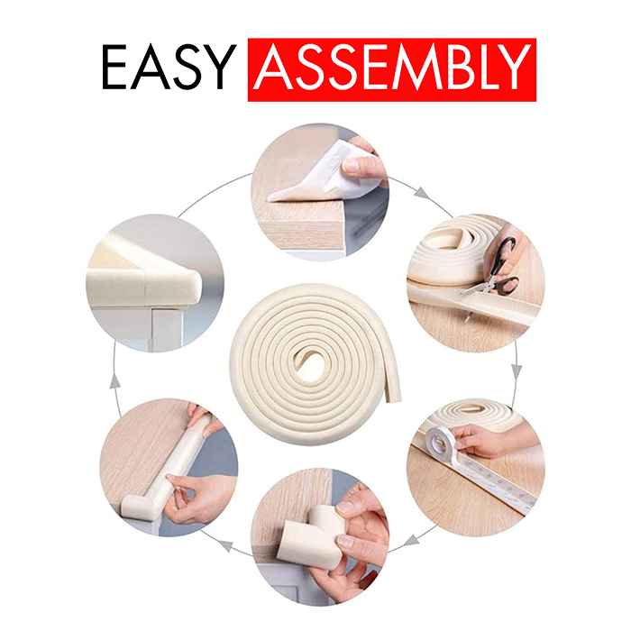 Nurtur 2M Safety Edge & 4 Corner Guards Set - NBR Foam (White)