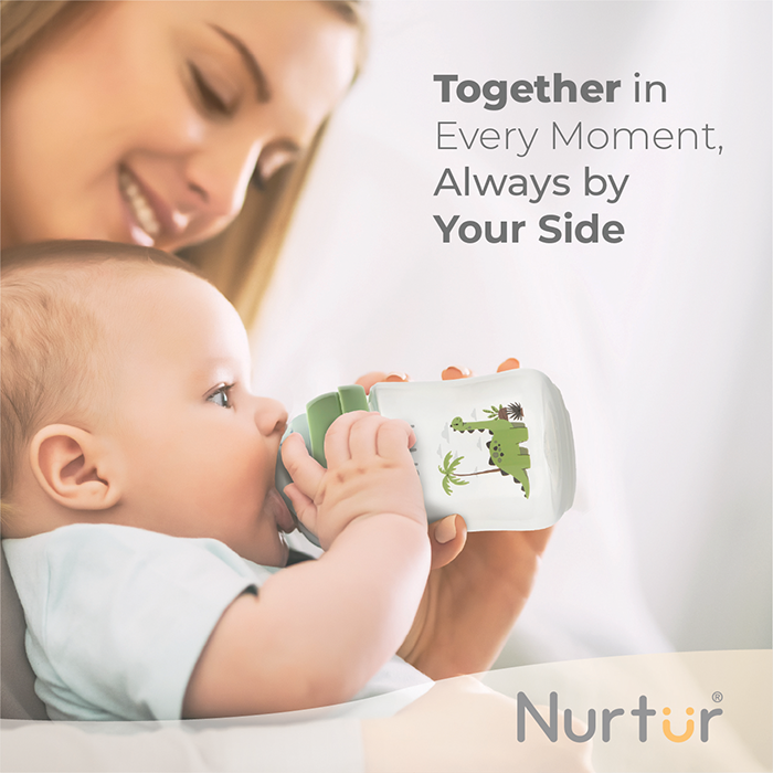 Nurtur Cozi - 160Ml Anticolic Feeding Bottle - PP - Green Multi