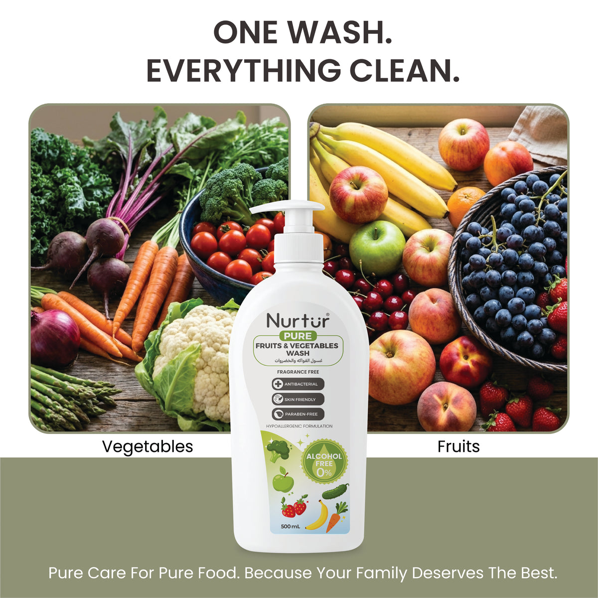 Fruits & Vegetables Wash 3 × 500ml | Food-Safe Alcohol Free