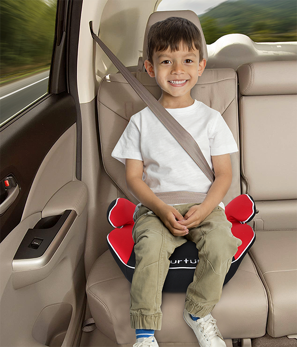 Nurtur Nova Kids Booster Seat - Arm Rest - Easy to Install - Universally Fit – Wide Cushioned Base - Suitable from 4 years to 12 years (Group 2/3) - Red