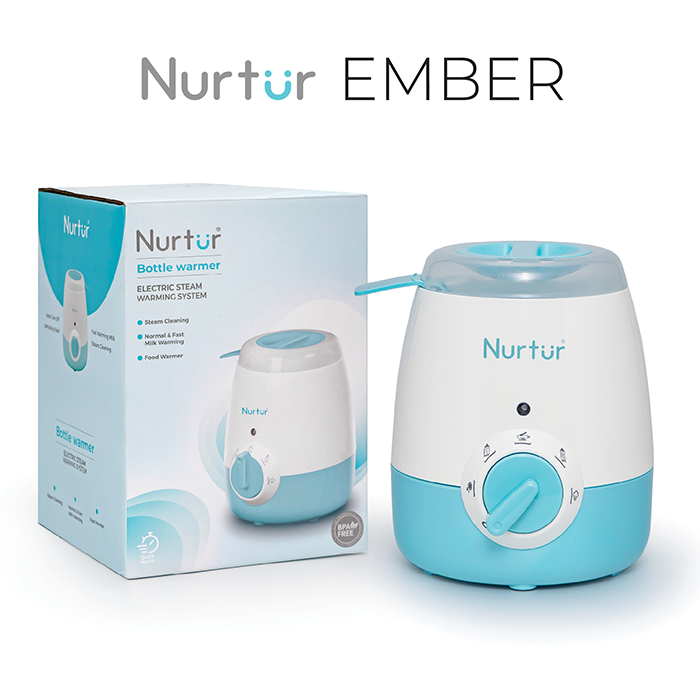 Nurtur Ember Bottle and food warmer, Easy to use design, auto shut off, UK Plug, led Timer Function, Rotary Knob