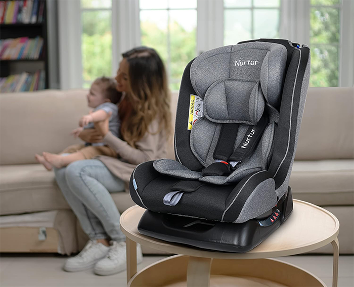 Nurtur Otto Baby/Kids 4-in-1 Car Seat - 4 Position Recline 5-Point Safety Harness – 10 Level Adjustable Headrest, 0 months to 12 years (Group 0+/1/2/3), Upto 36kg - Black Multi