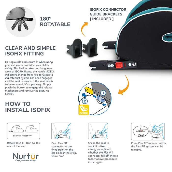 Nurtur Enzo Kids Booster Car Seat - Arm Rest Seat, Blow up Narrow Backless Booster Car Seat for Travel, Suitable from 4 years to 12 years (Group 2/3) - Black