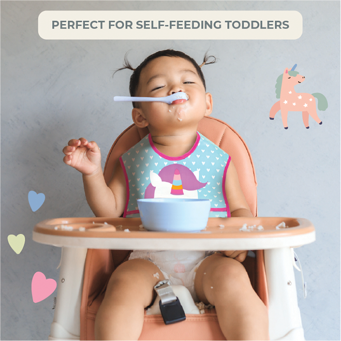 Nurtur PP Bib with Pocket - Character Print - Unicorn/Boy - Pack of 1