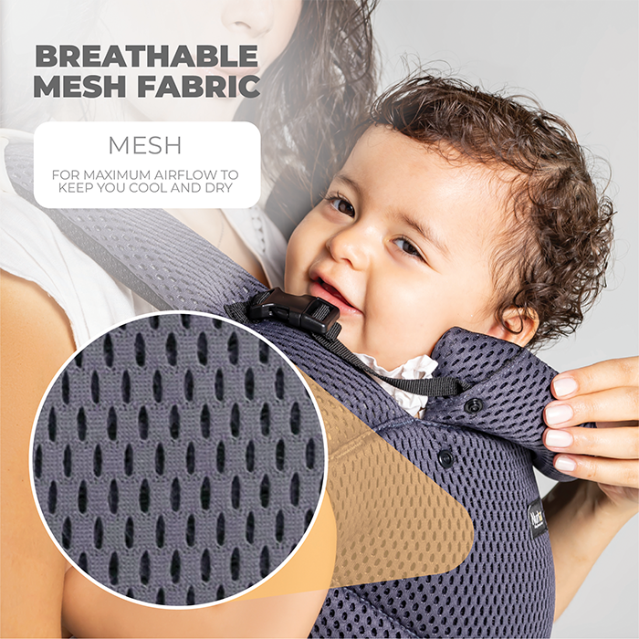 Nurtur Willow Deluxe Mesh Infant Baby Carrier – Premium Fabric, Dual-Facing Comfort, Adjustable Cushioned Straps - Anthracite