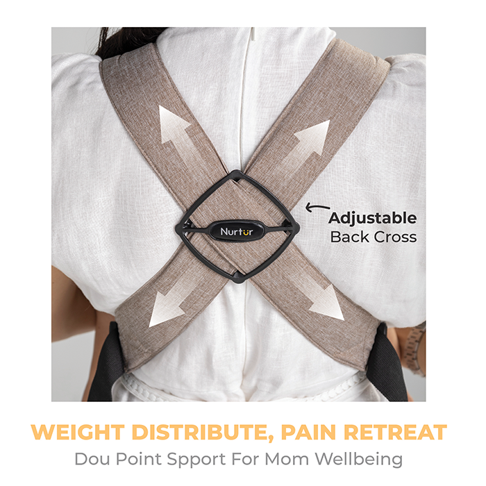 Nurtur Dove Deluxe Infant Baby Carrier – Premium Fabric, Dual-Facing Comfort, Adjustable Cushioned Straps, & Built-In Baby Bib - Sand