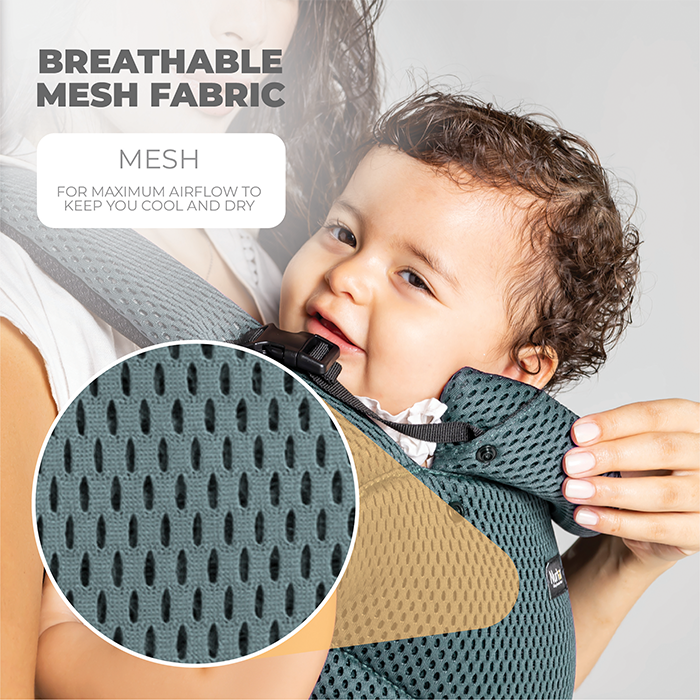 Nurtur Willow Deluxe Mesh Infant Baby Carrier – Premium Fabric, Dual-Facing Comfort, Adjustable Cushioned Straps - Black