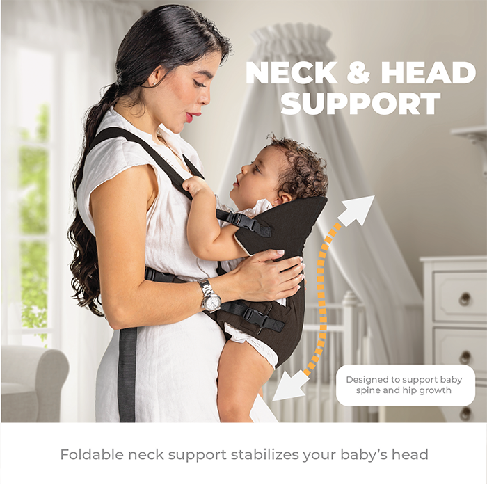 Nurtur Dove Deluxe Infant Baby Carrier – Premium Fabric, Dual-Facing Comfort, Adjustable Cushioned Straps, & Built-In Baby Bib - Black