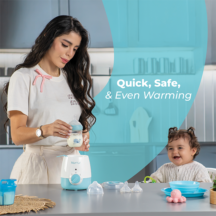 Nurtur Ember Bottle and food warmer, Easy to use design, auto shut off, UK Plug, led Timer Function, Rotary Knob