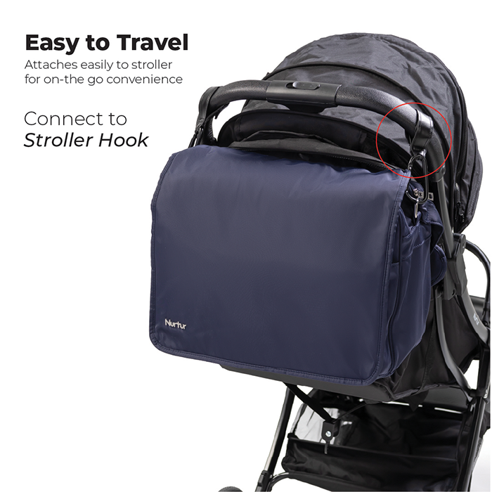Nurtur Metro Messenger Diaper Bag Fashion Tote Bag Multifunction Travel Bag with insulator bottle warming pocket and changing pad - Navy