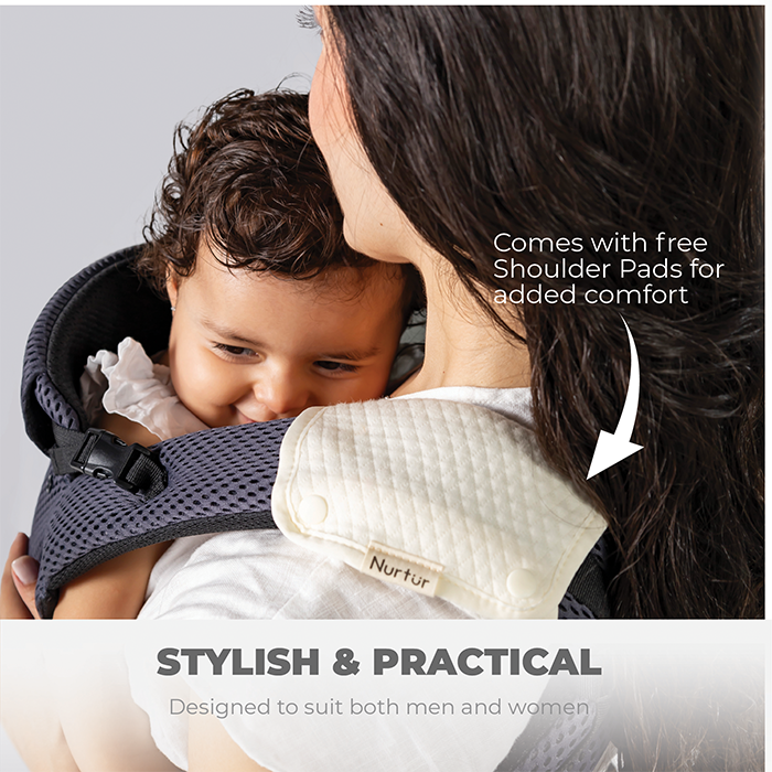 Nurtur Willow Deluxe Mesh Infant Baby Carrier – Premium Fabric, Dual-Facing Comfort, Adjustable Cushioned Straps - Anthracite