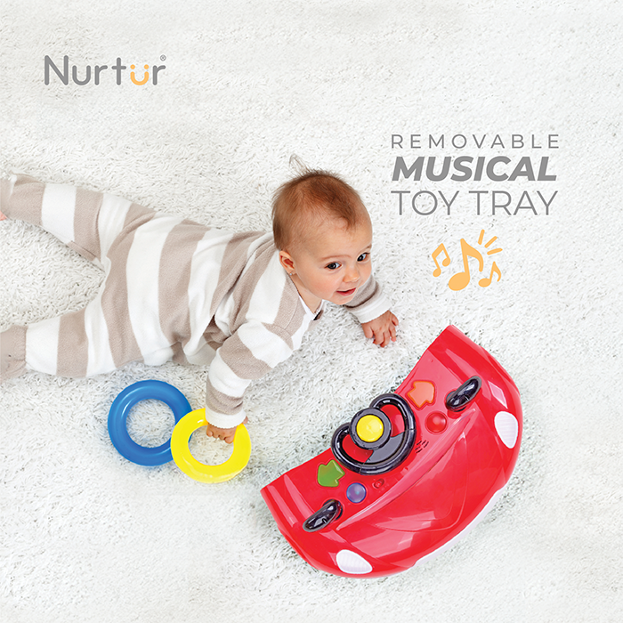 Nurtur 4 In 1 Baby Multi Walker-rocking Function- Music - 5 Height Adjustment- feeding table, car mould, easy fold - Multi