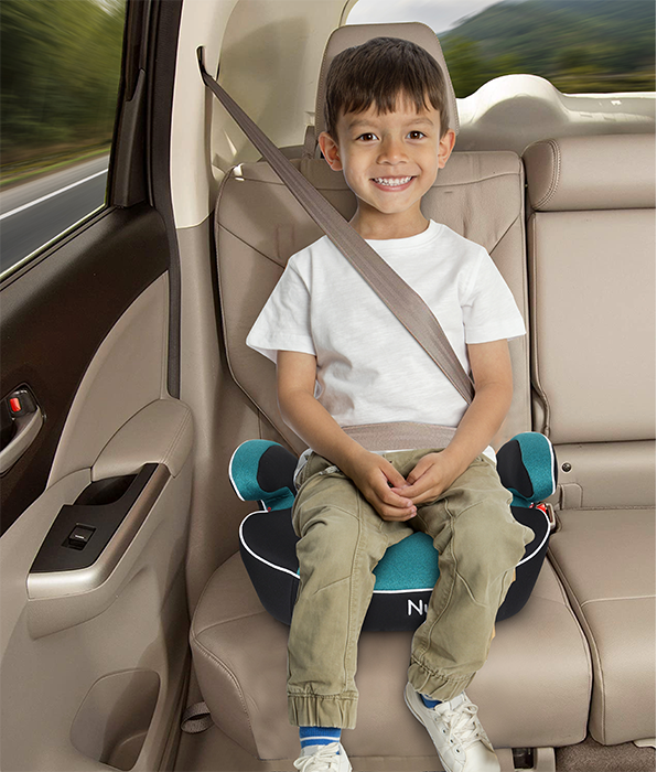 Nurtur Enzo Kids Booster Car Seat - Arm Rest Seat, Blow up Narrow Backless Booster Car Seat for Travel, Suitable from 4 years to 12 years (Group 2/3) - Black