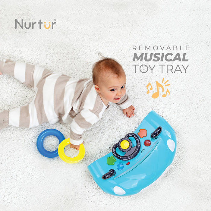 Nurtur 4 In 1 Baby Multi Walker-rocking Function- Music - 5 Height Adjustment- feeding table, car mould, easy fold - Multi