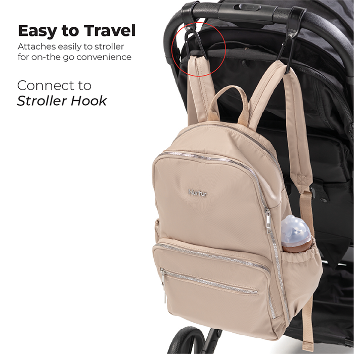 Nurtur Maverick Maternity Diaper Bag Fashion Bagpack Bag Multifunction Travel Bag with insulator bottle warming pocket and changing pad - Beige