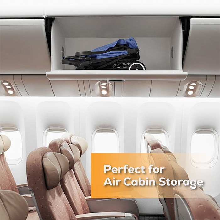 Nurtur Bravo Baby/Kids Travel Stroller 0 36 months, Storage Basket, Detachable Bumper, 5 Point Safety Harness, Compact Foldable Design, Blue