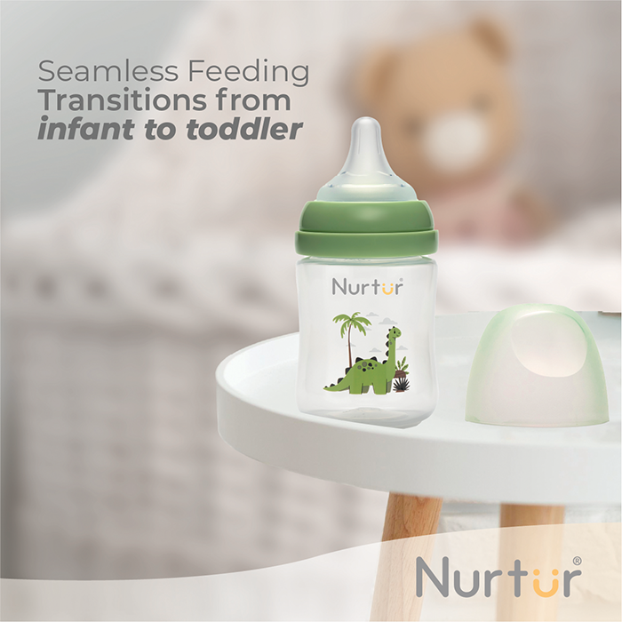 Nurtur Cozi - 160Ml Anticolic Feeding Bottle - PP - Green Multi