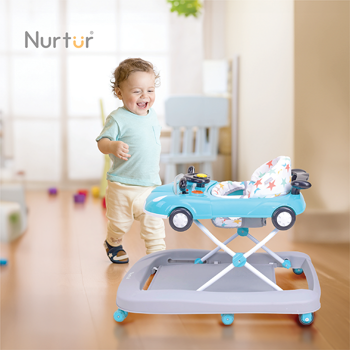 Nurtur 4 In 1 Baby Multi Walker-rocking Function- Music - 5 Height Adjustment- feeding table, car mould, easy fold - Multi