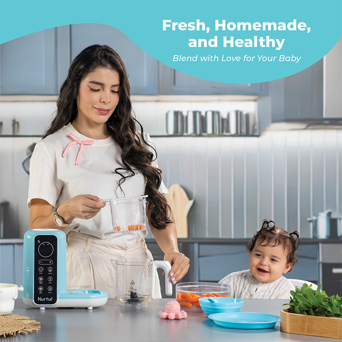 Nurtur Krave 6 in 1 Steamer Blender, Auto Steam and Blend with Water based steaming, Manual Blending, Digital Touchscreen . Easy to use, Baby puree maker, Food Maker Easy to Clean, Self Sterilize, Bottle warmer