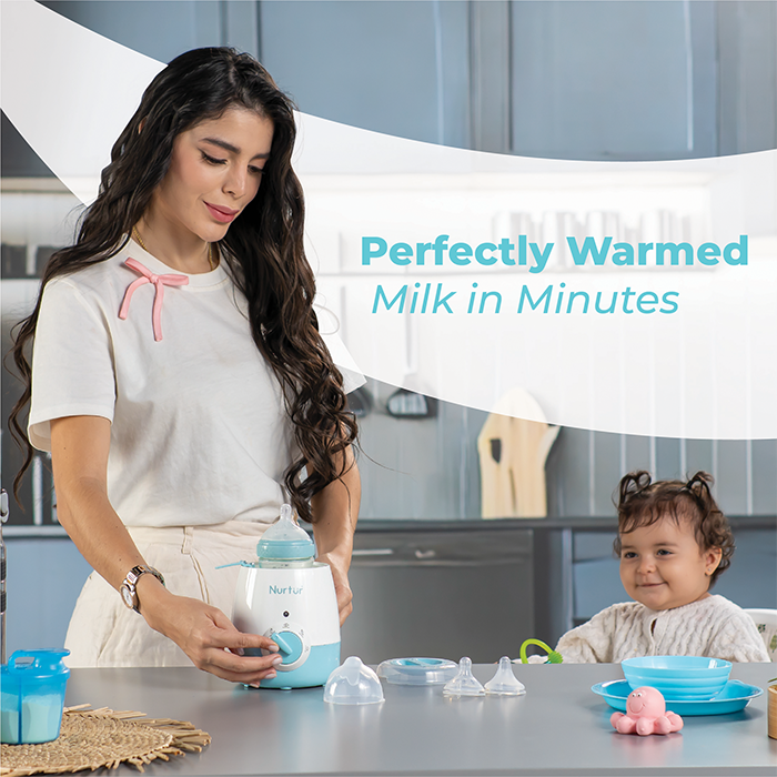 Nurtur Ember Bottle and food warmer, Easy to use design, auto shut off, UK Plug, led Timer Function, Rotary Knob
