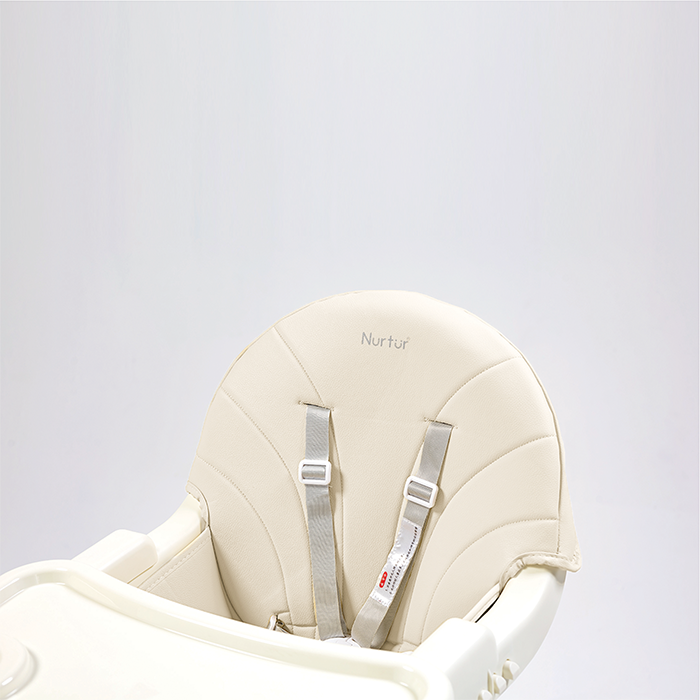 Nurtur 2 in 1High chair, adjustable height, wooden finish, with padded cushioning, Detachable Tray, footrest included - Beige