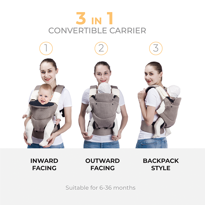 Nurtur Willow Deluxe Mesh Infant Baby Carrier – Premium Fabric, Dual-Facing Comfort, Adjustable Cushioned Straps - Anthracite