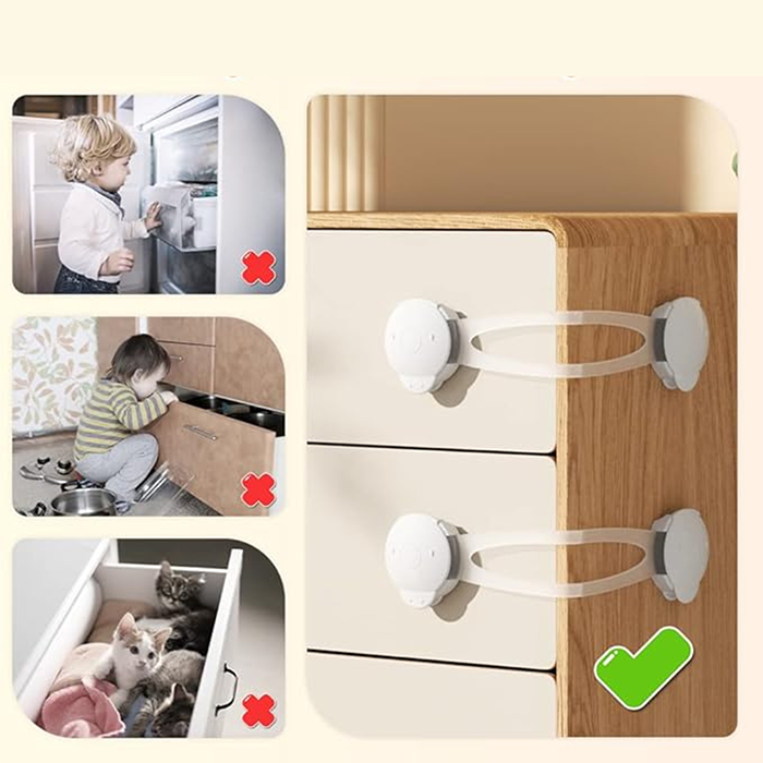 Nurtur Multipurpose Child Safety Locks - Flexible ABS+PE (2 Pack)