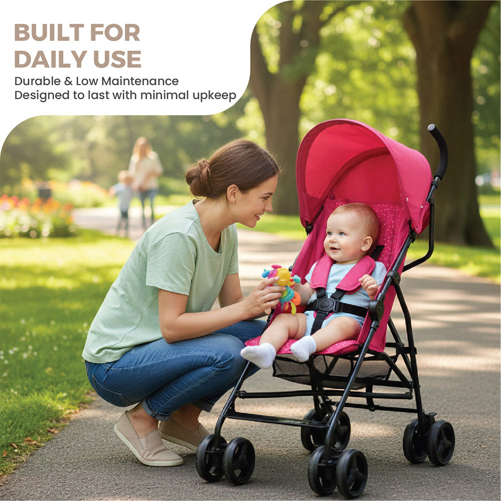 Pink Lightweight Stroller | Best Travel Stroller, Compact Travel Stroller & Umbrella Stroller for Babies (6–36 Months)