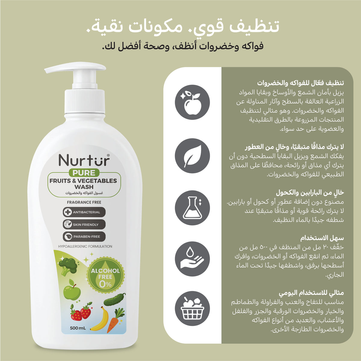 Fruits & Vegetables Wash 2 × 500ml | Food-Safe Alcohol Free