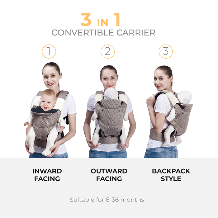 Nurtur Willow Deluxe Mesh Infant Baby Carrier – Premium Fabric, Dual-Facing Comfort, Adjustable Cushioned Straps - Sand
