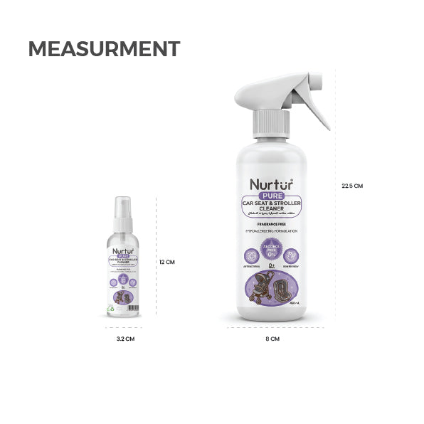 Car Seat & Stroller Cleaner Spray 50mL | Antibacterial, Alcohol Free, Removes Dirt & Stains from Fabric, Plastic & Metal | Safe for Newborns & Babies | 100% Halal Certified