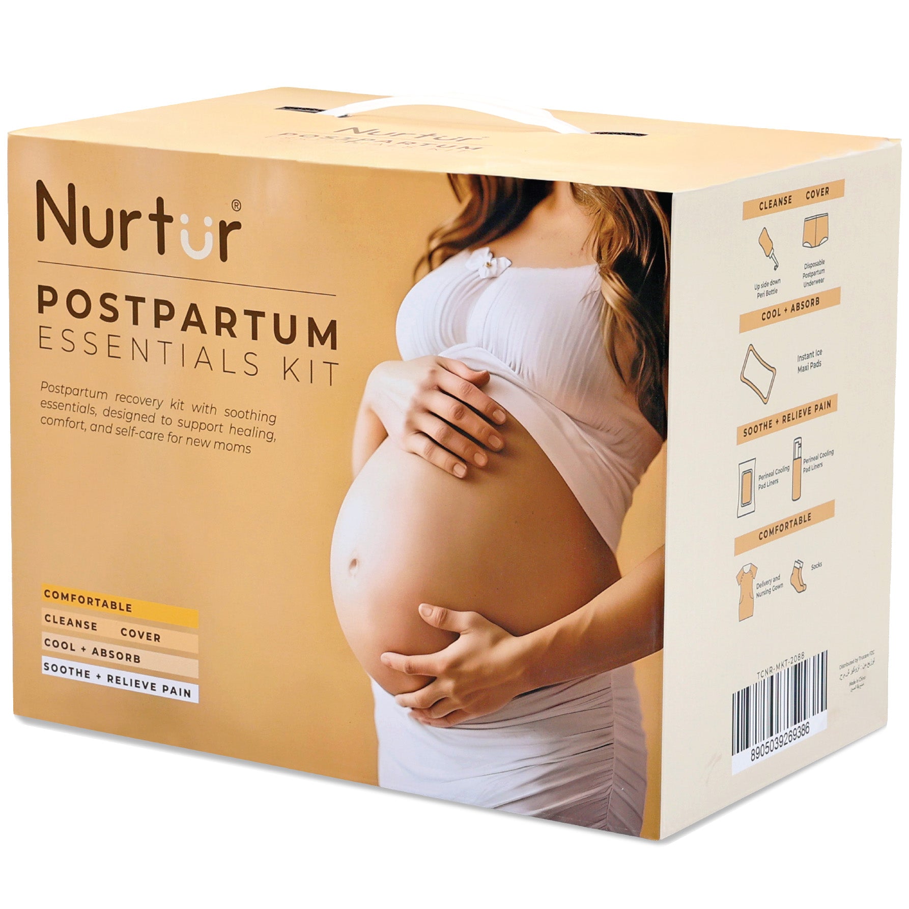 7 in 1 Maternity Care Postpartum Essentials Recovery Kit (Peri bottle-1pc,Disposable Underwear-5pcs,Cooling pad-4pcs & perineal wipes-1pack,Perineal Healing Foam-1pc,Gown-1pc,Socks-1pair)