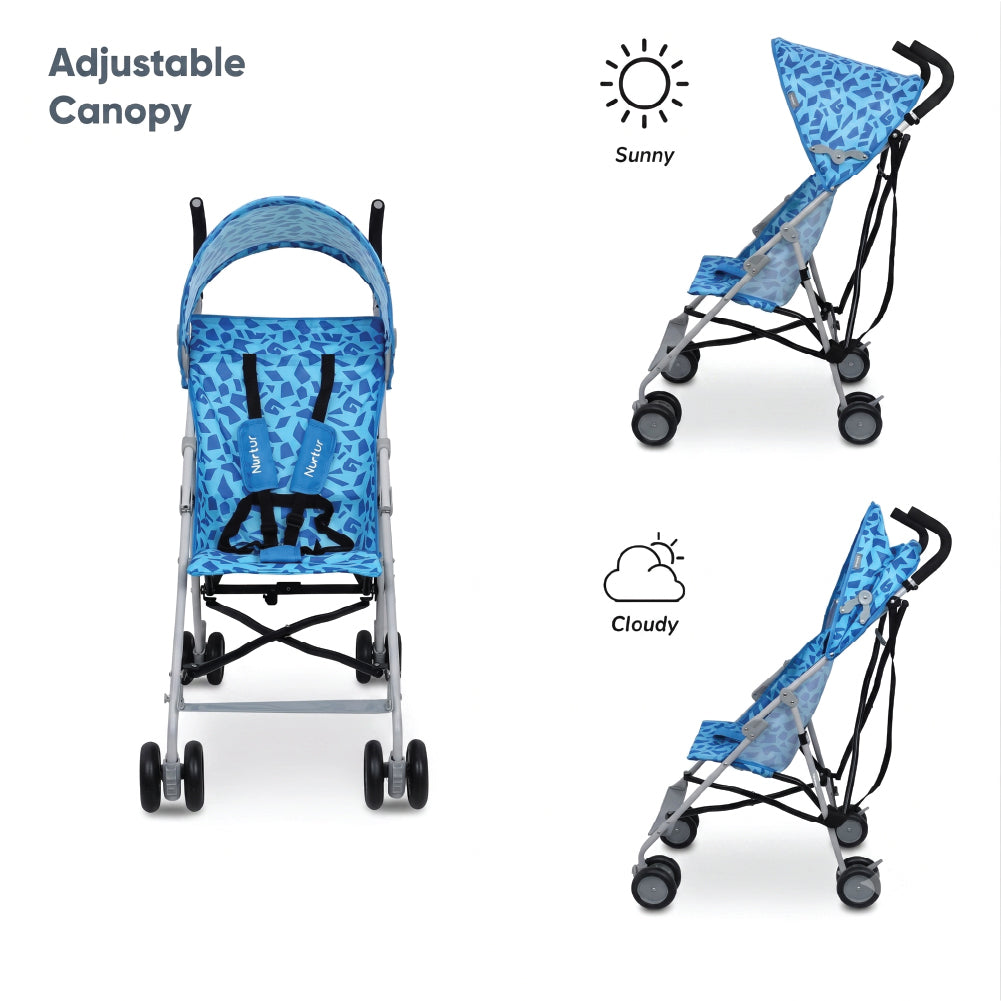 Rex Lightweight Stroller 4.8 KG Lightest Baby Carrier Buggy Stroller for Daily Use with Compact Fold, Sun Canopy, Shoulder Strap for Toddlers 6 m to 3yrs - Blue