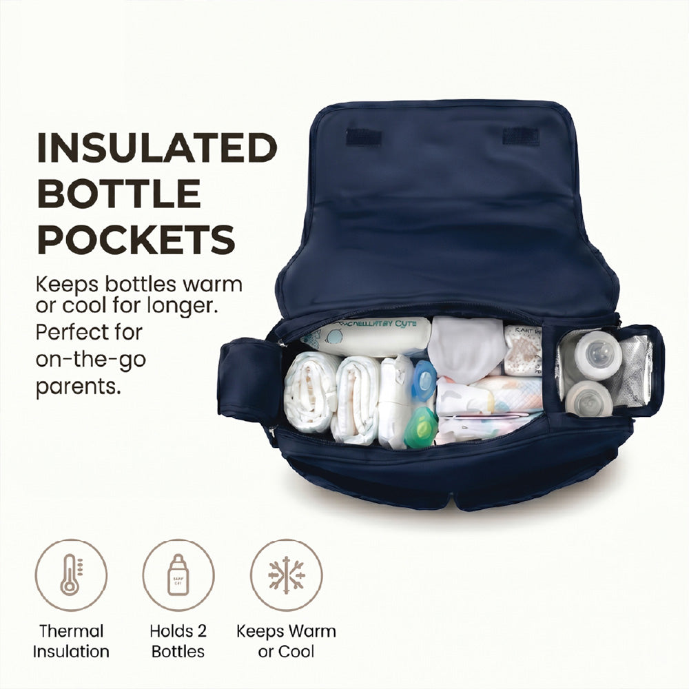 Metro Messenger Diaper Bag Spacious And Stylish Baby Essentials Bag Blue