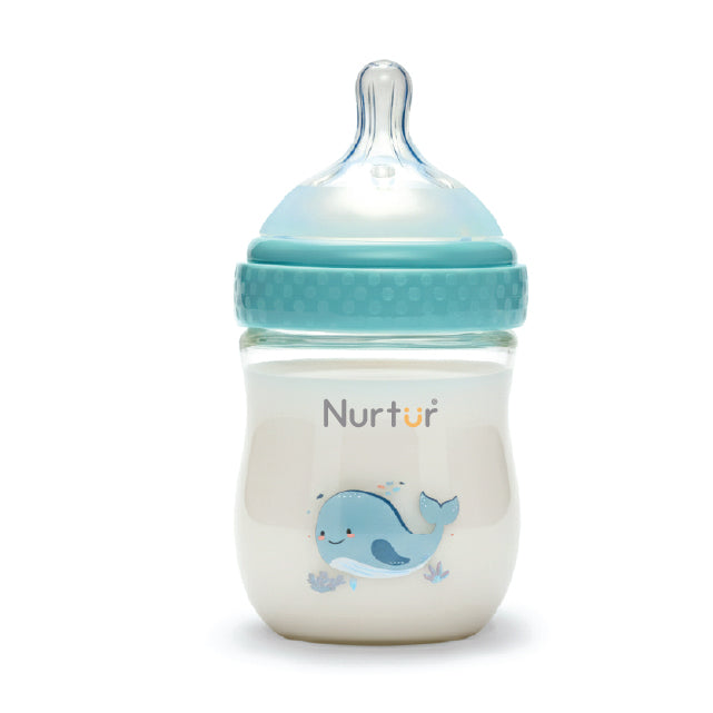 Cozi Glass Baby Bottle 160ml Blue – Anti-Colic Newborn Feeding Bottle 0+ Months