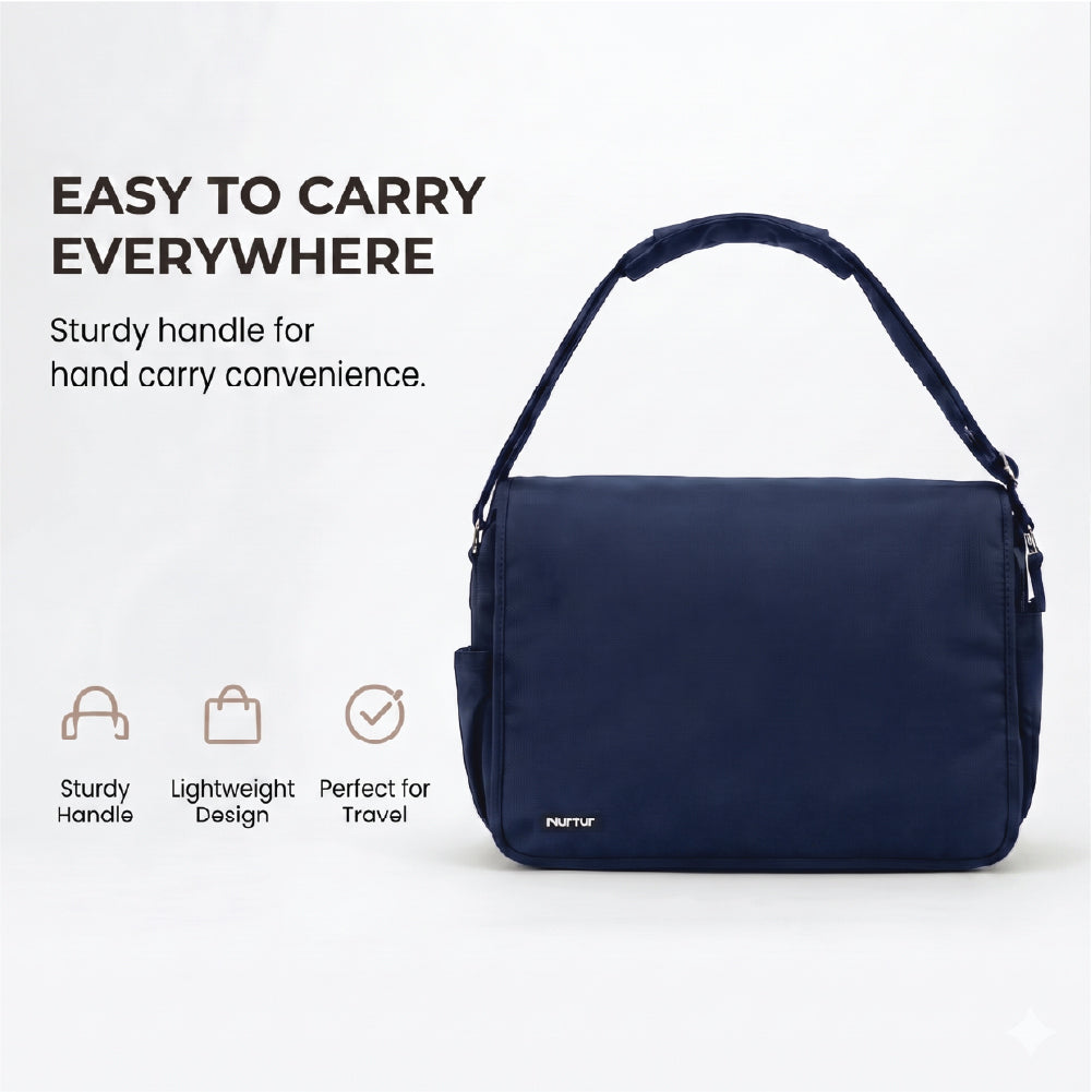 Metro Messenger Diaper Bag Spacious And Stylish Baby Essentials Bag Blue