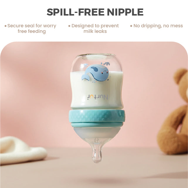 Cozi Glass Baby Bottle 160ml Blue – Anti-Colic Newborn Feeding Bottle 0+ Months