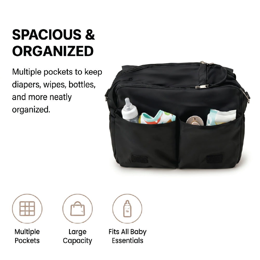 Metro Messenger Diaper Bag Spacious And Stylish Baby Essentials Bag Black