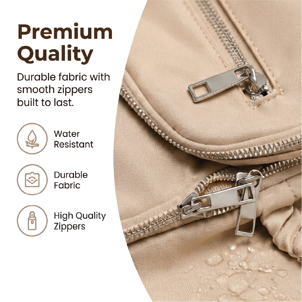 Maverick Travel Diaper Backpack Lightweight Baby Bag with Bottle Storage Beige