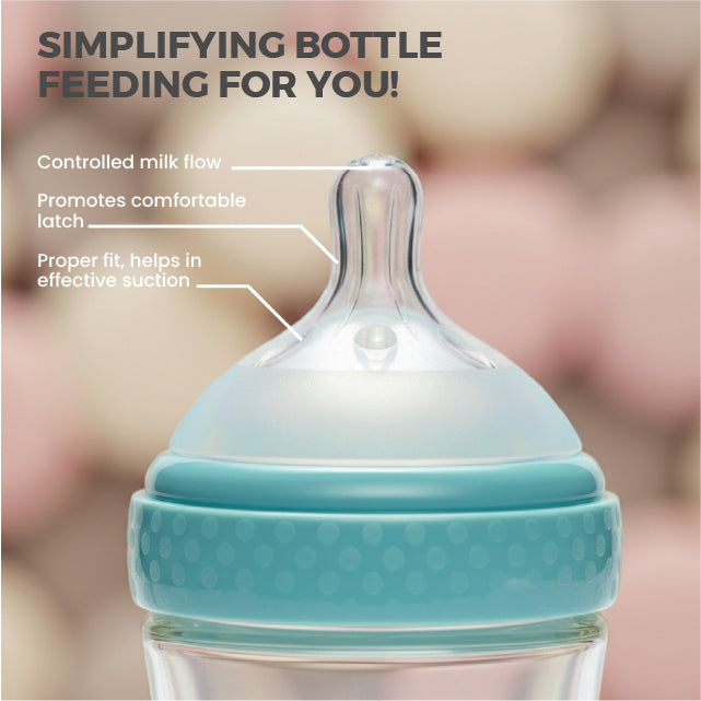 Cozi Glass Baby Bottle 160ml Blue – Anti-Colic Newborn Feeding Bottle 0+ Months