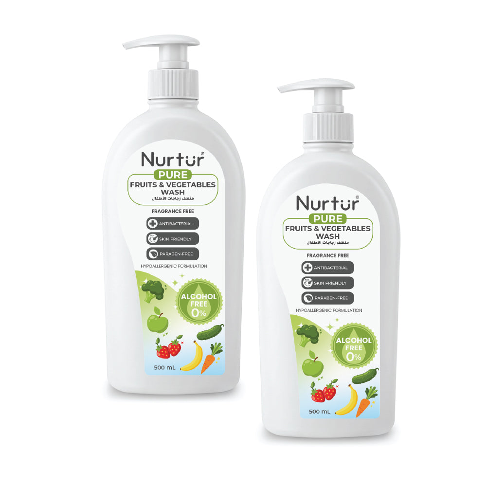 Fruits & Vegetables Wash 1000ml (2 x 500ml) Produce Wash and Cleaner Fragrance-Free, Removes Dirt, Wax & Surface Residue, Food-Safe, Alcohol-Free, Paraben-Free, Baby & Family Safe
