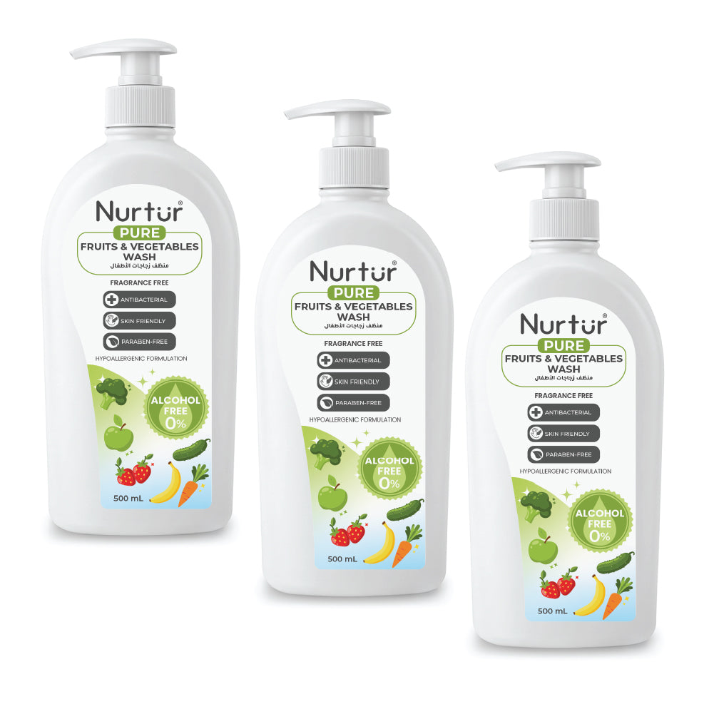 Fruits & Vegetables Wash 1500ml (3 x 500ml) Produce Wash and Cleaner Fragrance-Free, Removes Dirt, Wax & Surface Residue, Food-Safe, Alcohol-Free, Paraben-Free, Baby & Family Safe