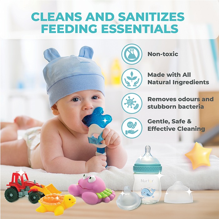 Nurtur Baby Bottle & Toys Liquid Cleanser, Ecofreindly, Paraben Free, Vegan. Kills 99% bacteria 500ML Pack of 2